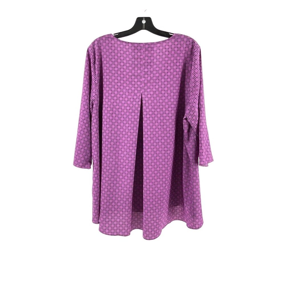 Croft Barrow Women's Plus Purple Geometric Print 3/4" Sleeve Top Blouse Size 1X - Picture 6 of 11